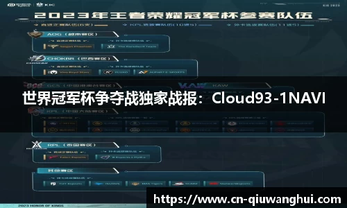 世界冠军杯争夺战独家战报：Cloud93-1NAVI